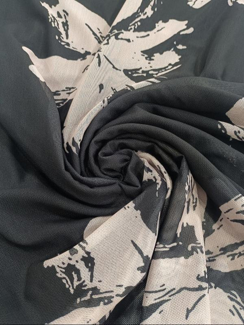 Women'S Floral Print Mesh Dress, Elegant Long Sleeve Dress for Party Holiday Wedding Guest, Ladies Spring & Fall Clothes